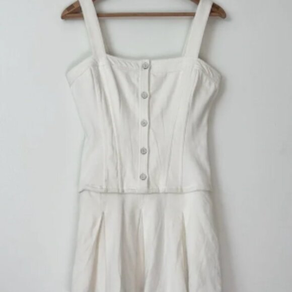 NWT Daily Practice Anthropologie S White Button-Front Pleated Tennis Dress - Picture 1 of 5